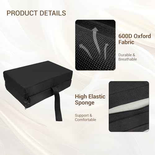 Airplane Seat Cushions 2 Pack, Travel Seat Cushion 16.8 * 13 * 2 inches with Handle, Foldable & Portable for Travel and Outdoor Use (Black)