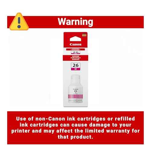 Canon GI-26 Genuine Pigment Magenta Ink Bottle, Compatible with MegaTank GX7120, GX6120, GX5120, GX6020, GX7020, GX6021, GX7021, GX5020, GX4020, and GX3020 Printers