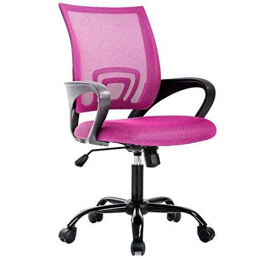 BestOffice Office Chair Ergonomic Cheap Desk Chair Mesh Computer Chair Lumbar Support Modern Executive Adjustable Stool Rolling Swivel Chair for Back Pain (Pink)
