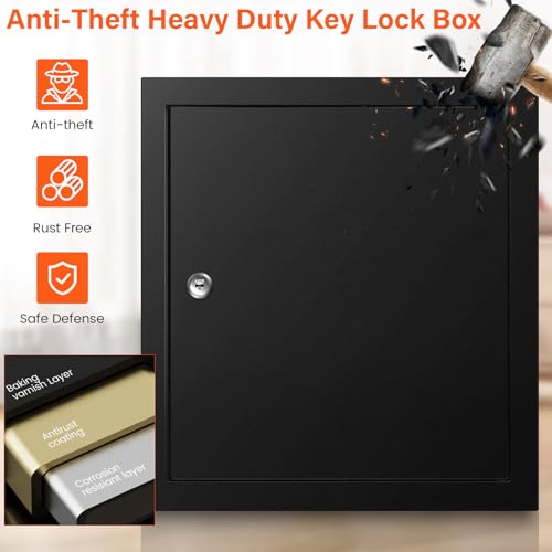 Nebakne 100 Keys Key Cabinet Lock Box with Drop Slot - Anti-Theft, Wall Mount with Key Tags (Black)