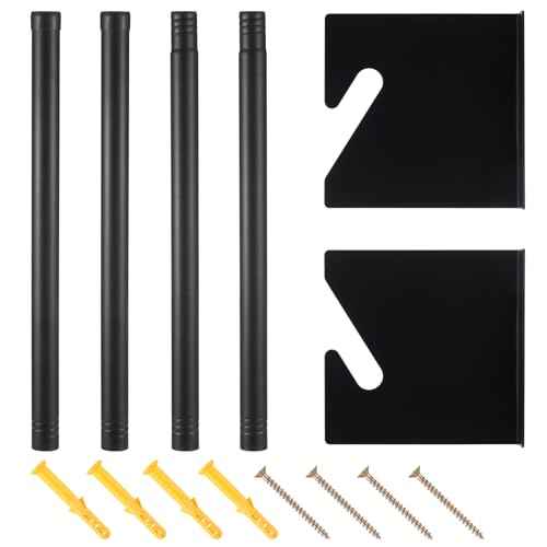 60 Inch Paper Roll Holder Wrapping Paper Wall Mounted Roll Rack Holder Adjustable Reliable Kraft Scroll Dispenser for Vinyl, Kraft, or Other Rolled Materials(Black)