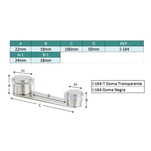 EVI | Doorstop | Adhesive Fixing Or Screw + Anchor | for Doors up to 2'' Thick | Transparent Rubber | Stainless Steel Matte Finish | Mod. I-164