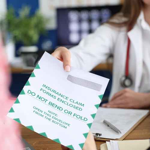 Gueevin 100 Pcs CMS 1500 Claim Form Envelopes 2025 HCFA 1500 Insurance Claim Form Envelopes 9 x 12.5 Inch Large Security Window Mailing(Green)