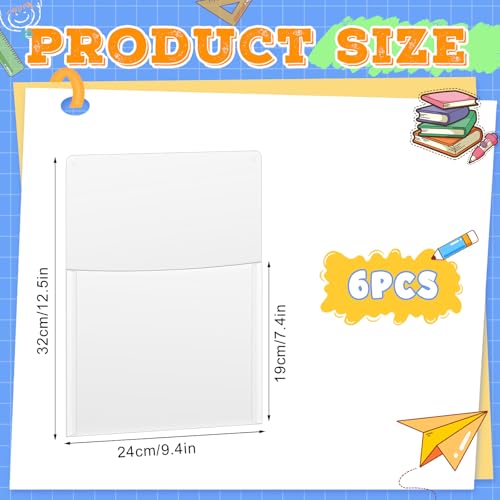 Fuutreo 6 Pack Clear Plastic Wall Pockets - 12.6 x 9.4 Inch File Organizer Set