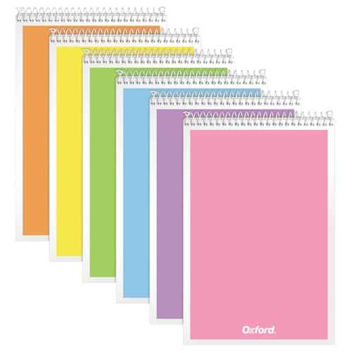 Oxford Steno Spiral Notebooks, Top Bound Steno Pads, 6x9 Inches, Gregg Ruled for Lists, White Paper, Asst. Pastel Covers, 80 Sheets, 6 Pack (1007112)