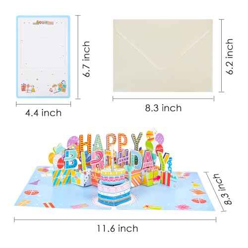 3D Musical Birthday Pop Up Card, Blow Out LED Light Candle & Music Happy Birthday Card Birthday Greeting Cards with Blank Note Card and Envelope for Kid Husband, Men, Women, Mom
