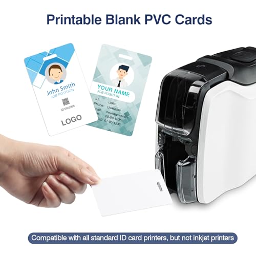 CAETOUNG 20 Pack CR80 30 Mil PVC Cards with Slot - Blank ID Cards for Card Printers