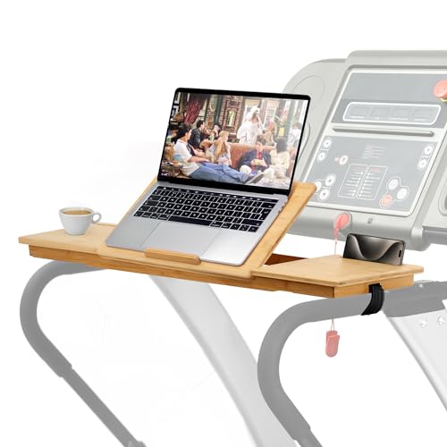 Houseables Treadmill Desk Attachment, Treadmill Desk Workstation, Laptop Holder, Laptop Stand, Desktop Table Attachment, Tray, Adjustable Table Top, Computer Stand, Universal Mount, Bamboo, 34" x 12"
