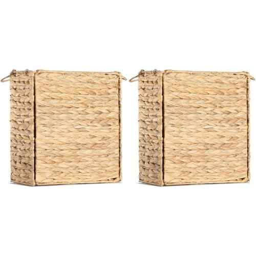 AppliaFit Wicker Trash Can - Fits Grocery Shopping Bags - Waste Basket for Reusing Grocery Shopping Bags (2-Pack)