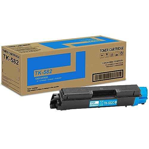 pgisoxt 1 Pack TK-582C 1T02KTCUS0 Cyan Toner Cartridge High Yield Compatible TK-582C TK582C Replacement for Kyocera FS-C5150DN(1102KT3NL0) P6021CDN(1102PS2US0) Printer (up to 3,000 Pages)