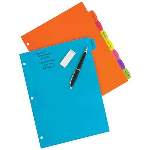 Avery Big Tab Write & Erase Durable Plastic Dividers for 3 Ring Binders, 8-Tab Set, Bright Multicolor, Pack of 6 Sets (16130)