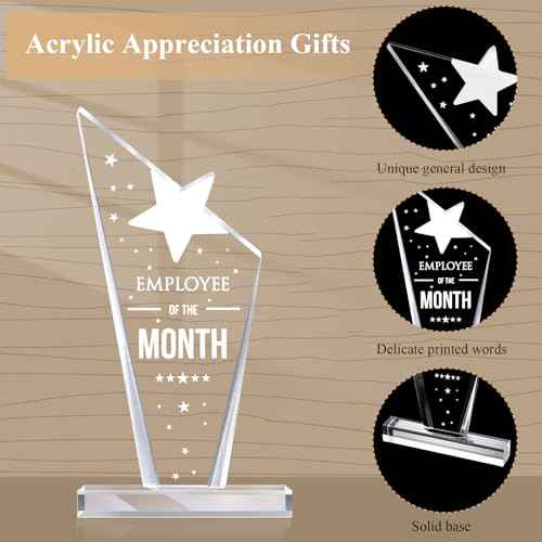 Roowest 8 Pcs Employee of The Month Plaque Employee Month Appreciation Awards Gifts Bulk Coworker Staff Acrylic Trophy Reward Sign Keepsake for Thanksgiving Colleague Volunteer Team Office Teacher