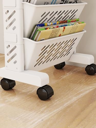 Vosaplk 5-Tier Rolling Utility Cart, Mobile Bookshelf on Wheels with 360° Casters