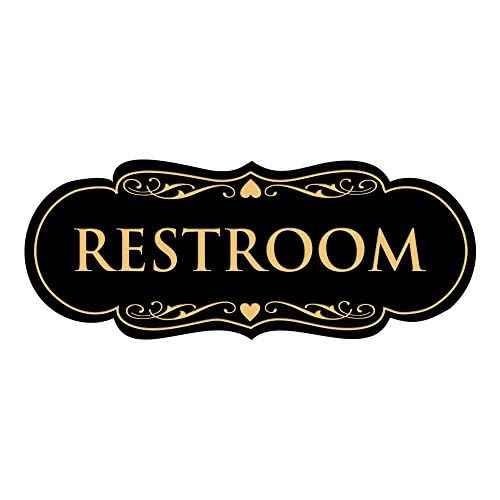 All Quality Designer Restroom Wall or Door Sign - Bathroom Signage | Durable Plastic and Easy Installation | (Multipacks)