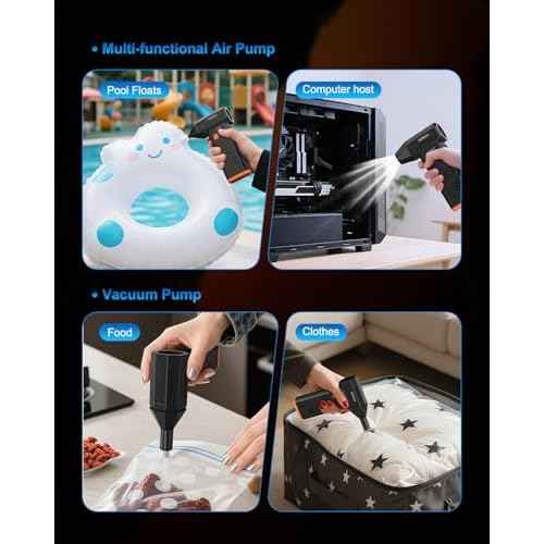 Compressed Air Duster 130,000RPM Ultra-Powerful Cordless Electric Air Blower w/Brushless Motor, 3 Speed Adjustable & Rechargeable Battery for Keyboard, PC, Car, Home, Outdoor, Snow Removal