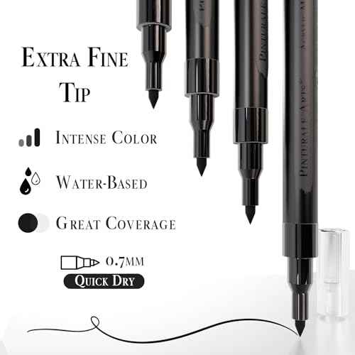 Black Paint Pen Fine Tip | Set 4 Fine Tip Black Paint Pen 0,7mm | Acrylic Marker For Ceramics, Rock Painting, Glass, Wood, Canvas, Metal
