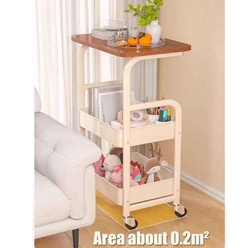 3-Tier Rolling Kitchen Cart - 30in Lightweight Storage Cart with Solid Wood Tabletop & 2 Lockable Wheels, Utility Organizer for Kitchen, Bathroom, Office & Home Organization?