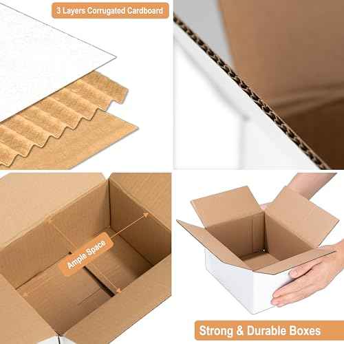 45 Pack 10x7x5" White Cardboard Shipping Boxes, Medium Mailing Boxes For Small Business for Packing, Moving and Storage
