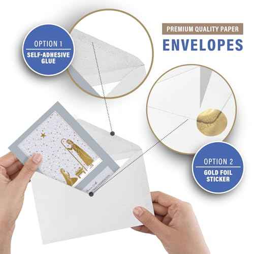 easykart labels Religious Christmas Boxed Cards, Nativity Scene (48 Christmas Cards and 48 Envelopes & Sealing Stickers)