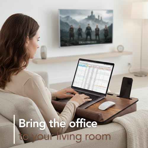 Portable Laptop Desk ? Lapdesk with Cushion, Laptop Stand for Bed, Lap Desk for Laptop and Lap Desk for Bed, Portable Desk for Lap top, Notebook Bed Tray (Walnut & Brown)