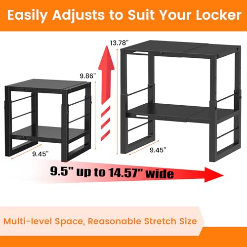 LIDTOP Adjustable Black Metal Locker Shelf Organizer for School, Office & Gym Lockers