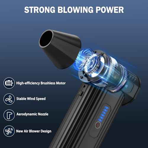 Compressed-Air-Duster Brushless Electric Air Blower, Mini Powerful Cordless Rechargeable 8000mAh Battery Jet Dry Portable Jet Turbo Fan Dust Snow Blower for Cleaning Car/Keyboard/PC/Home