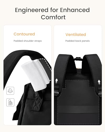 LOVEVOOK Women's Laptop Backpack with 15.6-Inch Cup Holder, Waterproof Travel Bag, Black