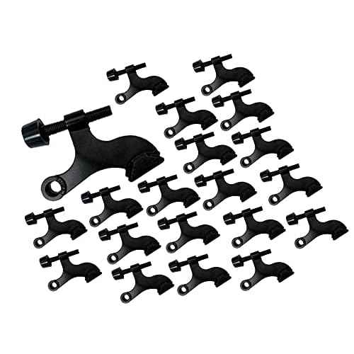 QCAA Hinge Pin Door Stopper, Zinc Die Cast, Matte Black with Black tip & Spacer, Made in Taiwan, 20 Pack