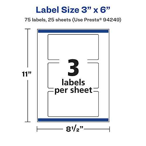 Avery Glossy White Rectangle Labels, Sure Feed Technology, 3" x 6", 75 Glossy White Labels, Print-to-The-Edge, Permanent Adhesive, Laser/Inkjet Printable
