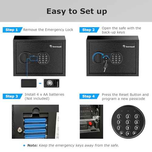 Bonsaii Safe, 0.6 Cubic Safe Box with Electronic Keypad, Removable Shelf, for Valuables Jewelry and Documents in Home, Hotel, or Business, 9.84" x 13.78" x 9.84" Inches, SF002