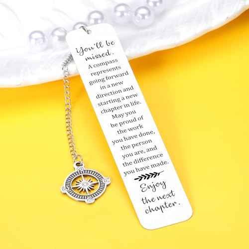 Coworker Leaving Gifts for Women,Farewell Going Away Goodbye Gifts for Coworker Friends Her Nurse Boss Teacher Employee Compass Bookmark You Will Be Missed Retirement Gifts for Women