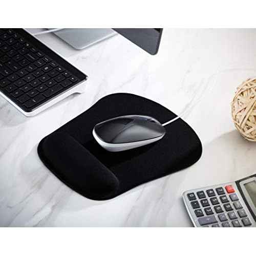 Mouse Pad with Wrist Rest Comfortable Ergonomic Wrist Support Memory Foam Mousepad Black, Computer Mouse Pads for Desk Office & Home, Cushion & Pain Relief, Non-Slip Rubber, 10 Pack