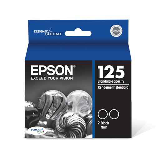 EPSON 125 DURABrite Ultra Ink Standard Capacity Black Dual Cartridge (T125120-D2) Works with Stylus NX-125, NX-127, NX-130, NX-230, NX-420, NX-530, NX-625, WorkForce WF-320, WF-323, WF-325, WF-520