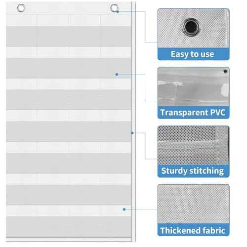 Yoink Classroom Calendar Pocket Chart for Kids Learning - 45 Pockets Monthly Calendar with Durable Fabric, Homeschool and Teacher Supplies, Preschool Kindergarten Wall Decor, Only Chart (White)