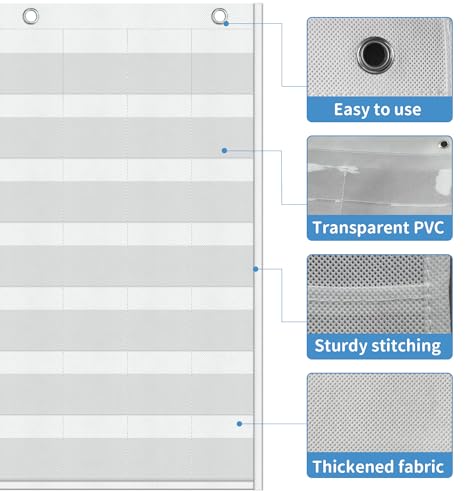 Yoink Classroom Calendar Pocket Chart with 45 Clear Pockets - White / Teacher & School Supplies