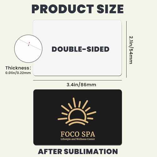 500 PCS Sublimation Business Card Blanks Bulk Metal Double Sided Aluminum Sublimation Card Blanks for Business Photo ID Badge Gifts 3.4 x 2.1 x 0.01 Inch