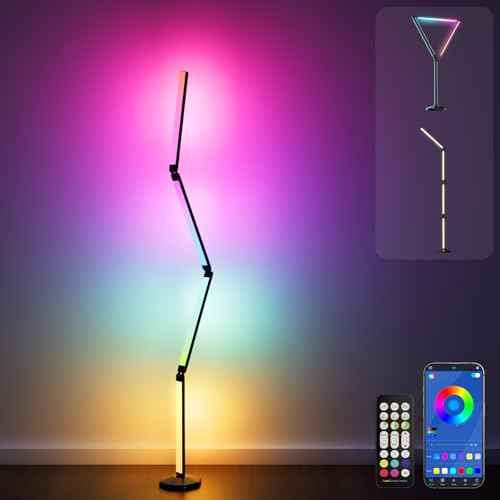 Corner Floor Lamp-2200 Lumen Smart Lamp with App and Remote Control, Lamp can be Folded 360¡Æ, Music Sync and 16 Million DIY Colors, Floor Lamp for Living Rooms, Bedrooms and Gaming Rooms