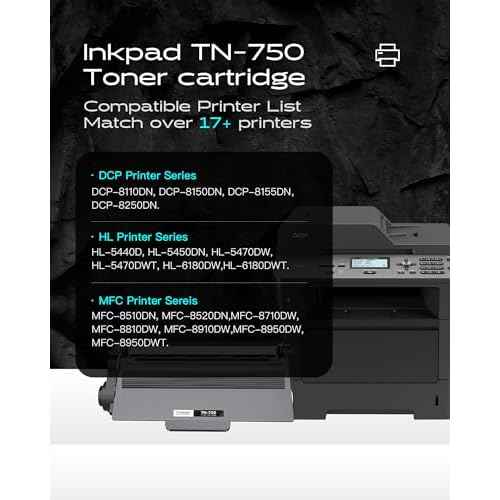 TN750 Toner Cartridges Replacement for Brother TN-750 TN-720 TN720 Compatible with HL-5470DW HL-5450DN HL-6180DW MFC-8710DW MFC-8950DW Printers(Black, 2 Pack)