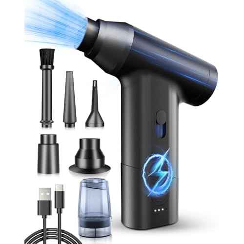 Cordless Electric Air Duster for Computer: 110000RPM Rechargeable Air Blower for Keyboard,Car,Outdoors - Compressed Air Dusters