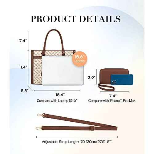 Missnine Laptop Tote Bag 15.6 inch Laptop Bag Stylish Briefcase for Women Work Shoulder Bags for Office, Travel