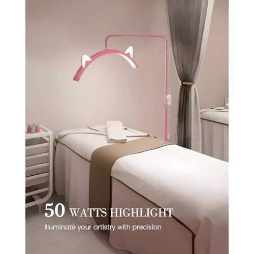 Eyelash LED Floor Lamp, Adjustable Half Moon Esthetician Beauty Light for Eyelash Extension, Tattoo, Skincare, Eyebrows, Filming Content Creation