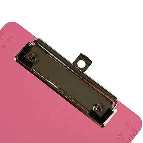 JAM PAPER Small Plastic Memo Clipboards with Low Profile Metal Clip - Mini (6 x 9) - Pink - 12 Clip Boards/Pack