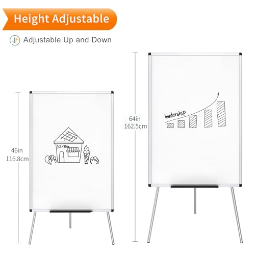 VIZ-PRO Magnetic Whiteboard Easel 36x24 Inches Silver Portable Dry Erase