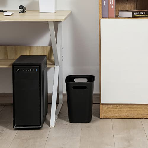 UUJOLY Black Plastic Small Trash Can 3.5 Gallon Wastebasket for Bathroom Kitchen Office