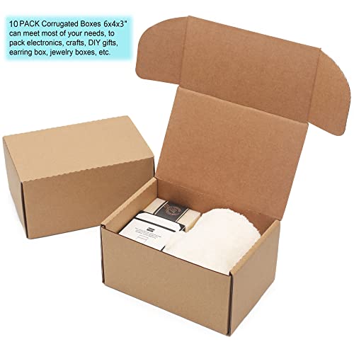 YOUNGKEE 6x4x3 Inch 10 Pack Small Shipping Boxes Corrugated Recyclable Packaging