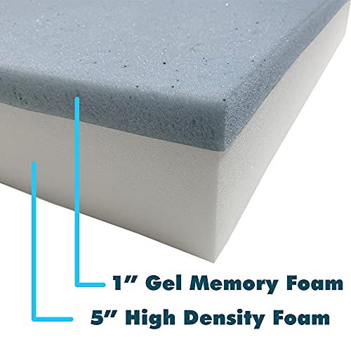 Foamma 6" x 24" x 24" Gel Memory Foam with High-Density Base, Cooling Pressure Relief, Cushion Filler for Couches and Chairs, Memory Foam Pad for Furniture Stuffing