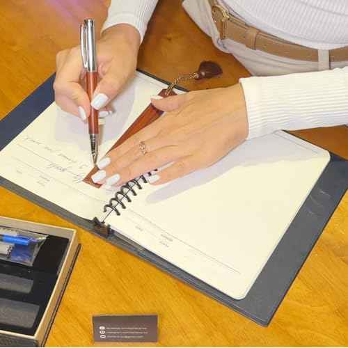 LACHIEVA LUX Fancy Walnut Rollerball Pen with Ruler/Book mark Set, Luxury Stationery Gift for Woman, Man