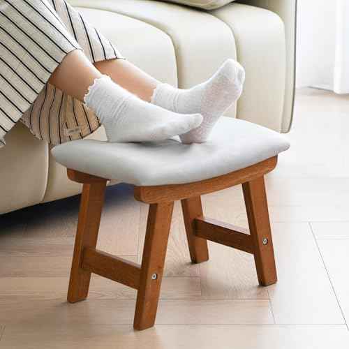 Foot Stool with Leather Cover,Foot Rest Made of Wooden for Couch,Bench,Sofa,Under Office Desk
