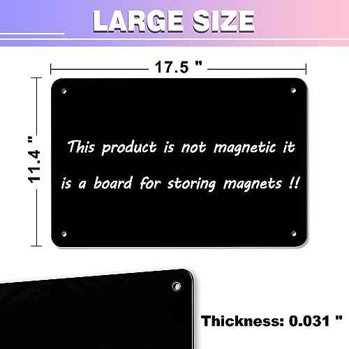 2Pack Black Magnetic Board,17.5" x 11.4" Magnet Bulletin Board to Display Magnetic Notes, Poetry, Photos, Suitable for Wall, Refrigerator, Cabinet etc, Come with 8 Pcs Dual Lock Tape and Screws