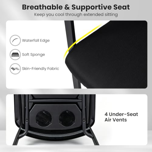 Tangkula Black 2-Pack Rolling Conference Room Chairs, Stackable Guest Chairs